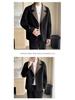 Men's High-End Street Style Wool Coat - Thickened Double-Layer Collar, Color Block Casual Patchwork for Autumn/Winter