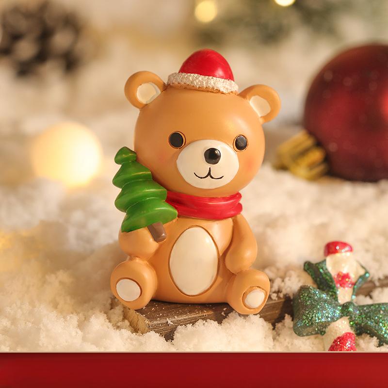 New Creative Christmas Ornaments for Elderly People Snowman Resin Small Ornaments Cartoon Scene Arrangement Decoration Gift Doll