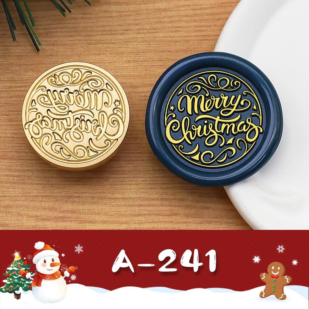 2.5cm Brass Engraved Christmas Wax Seal Stamp Heads for Envelopes & Invitations