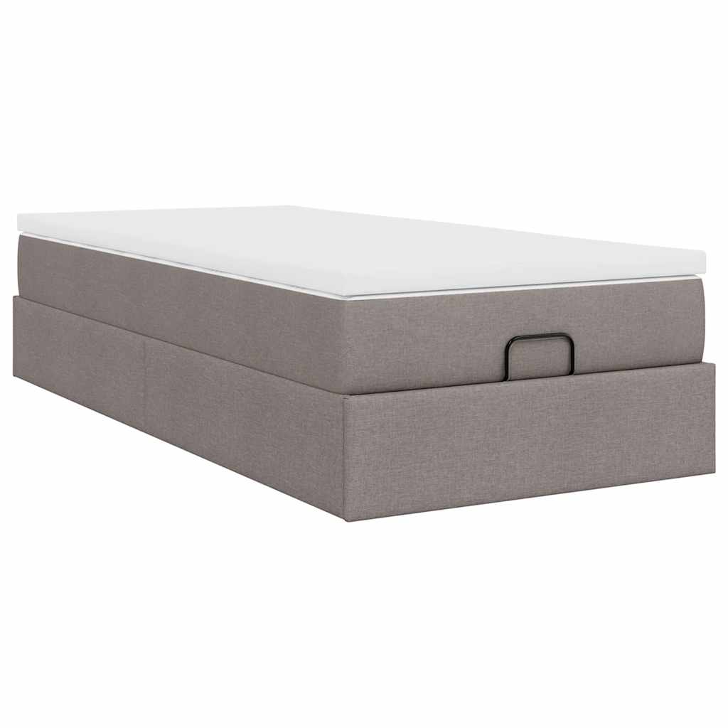 Ottoman Bed with Mattress Taupe 100x200 Cm Fabric