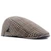 Plaid Beret Herre Britisk Cap Høst Vinter Tykk Varm Forover Cap Newsboy Cap