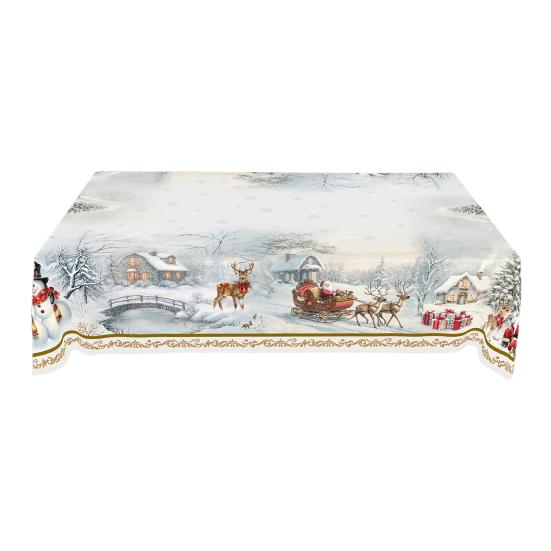 Christmas Tablecloth Winter Snowman Xmas Tree Wreath Design Rectangle Tablecloths Washable Fabric Table Cover