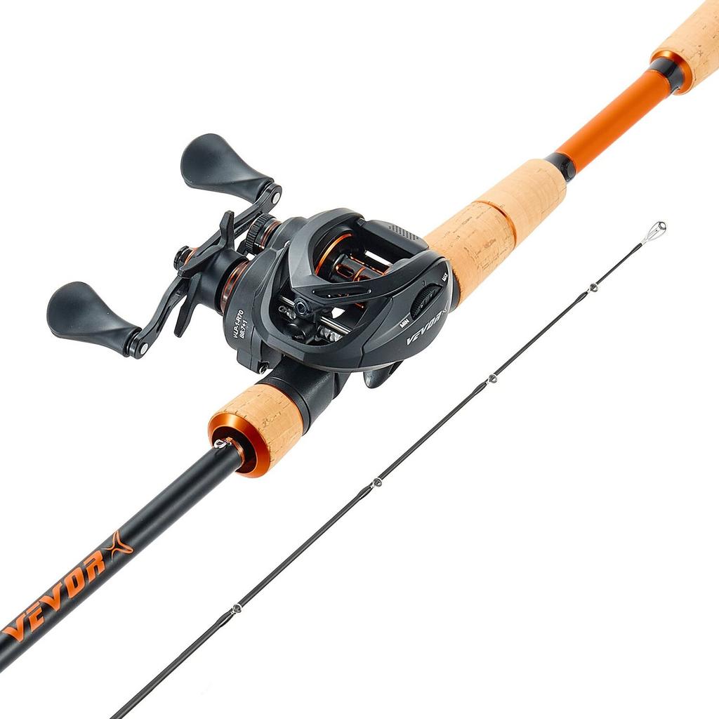 Rod and Fishing Reel Combo, IM7 Carbon Fiber Baitcasting Rod and Reel Combo, Bass Fishing Pole with 7+1 BB System, 7.0:1 Gear Ratio, Cork Handle,