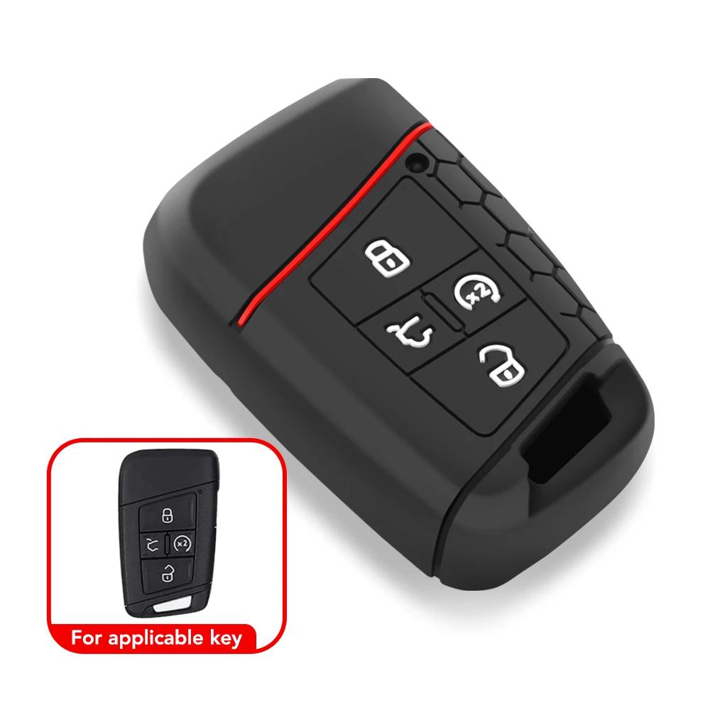 Silicone Car Key Case Cover for VW 2018 Atlas Tiguan Golf 7 Magotan 4 Button Replacement Smart Keyless Holder