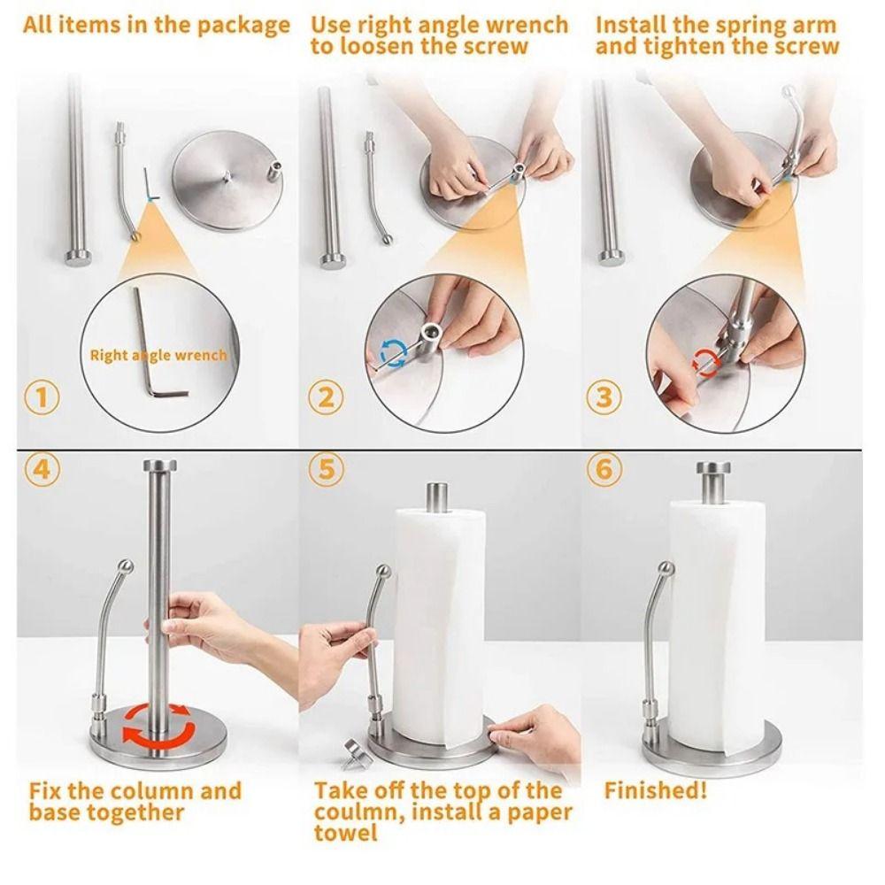 Weighted Base Paper Holder Stainless Steel Napkins Rack Practical Freshness Film Shelf  Bathroom