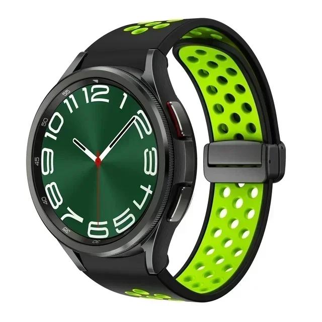 Magnetic Silicone Band for Samsung Galaxy Watch 6 Classic 43 47mm 4 42 46mm 5 Pro 45mm No Gaps Loop Strap for 4/5/6 40 44mm Belt