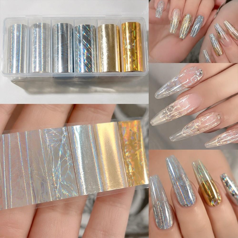 Iridescent Nail Transfer Stickers Lace Design Nail Decals Fashion Transfer Paper  Nail Decoration