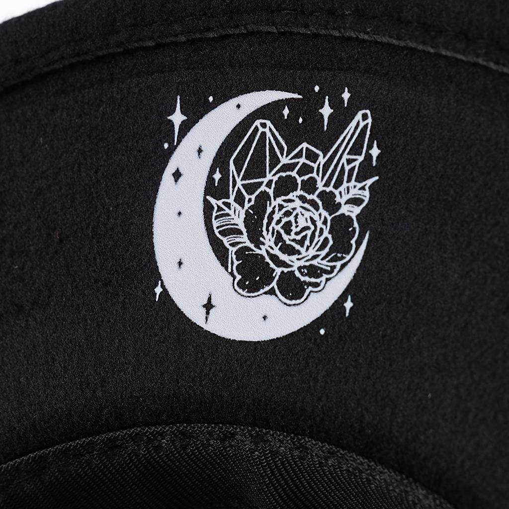 Ladies' Retro Western Cowboy Hat, Wide Brimmed Black and White Flower Star and Moon Pattern, Elegant Rural Style Headwear, Holiday Decoration