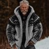 Men's 3D Print Flannel Hooded Zipper Cardigan: Winter Warm Fashion Sweatshirt