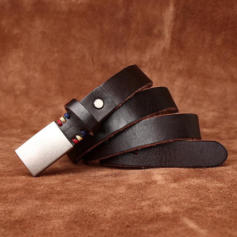 

Ремень женский утолщенный первый слой коровьей кожи гладкий универсальный модный корейский стиль скейтборд пряжка ремень 120cm