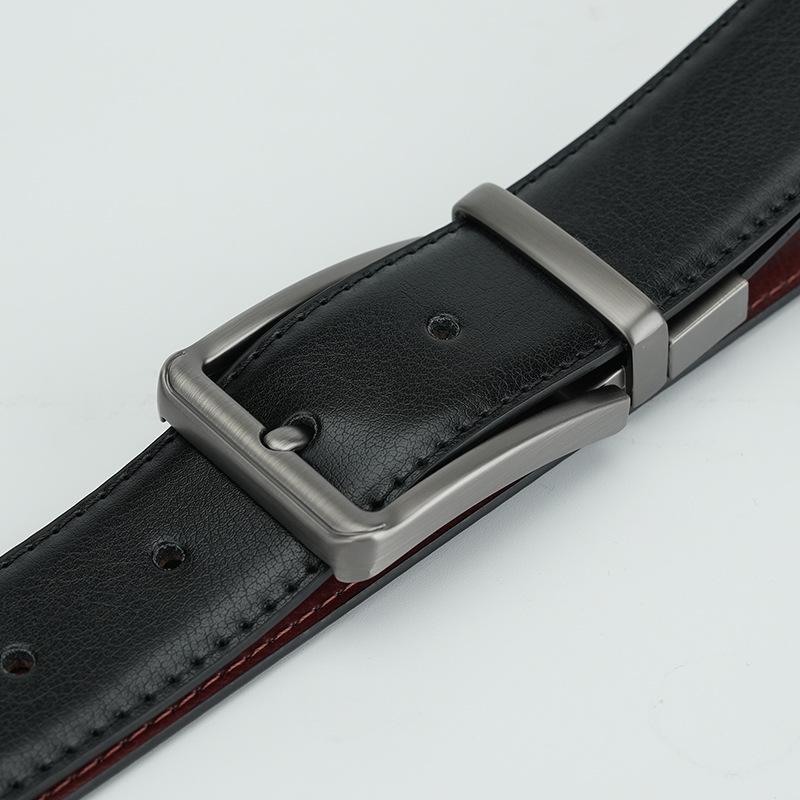 Men's Genuine Leather Belt, Rotatable Pin Buckle Dual-purpose Cowhide Belt