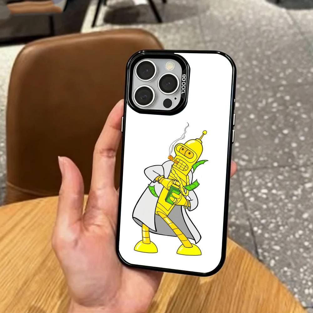 F-Lustig B-Bender F-Futurama Handyhülle Für iPhone17,16,15,14,13,12,11 Plus,Pro Max Bunte Silberbeschichtete Innenseite