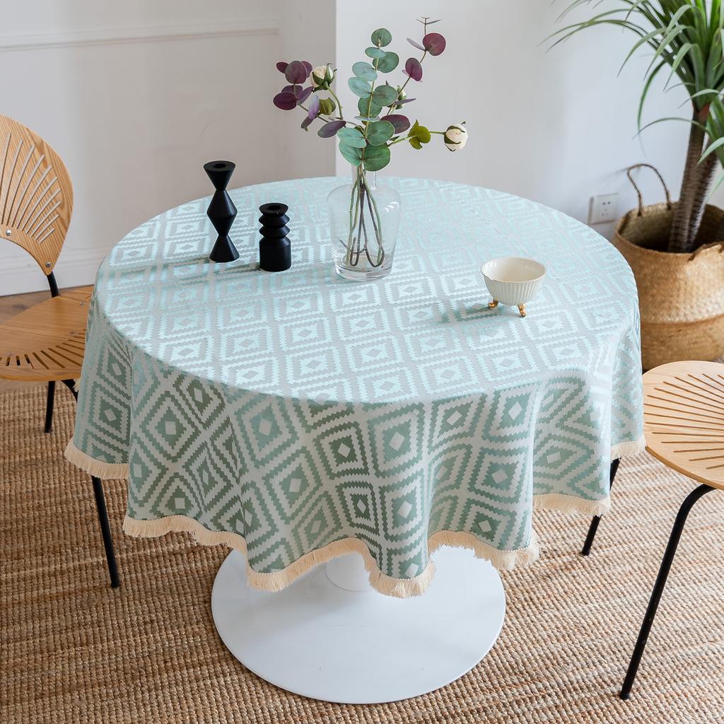 Rural Dining Table Fabric Tassel Cotton And Linen Color Embroidery Long Table Flag Holiday Decoration Cover Cloth