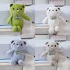 Tie Bow Grid Teddy Bear Plush Toy  Soft Fill Doll Backpack Keychain Holiday Gift