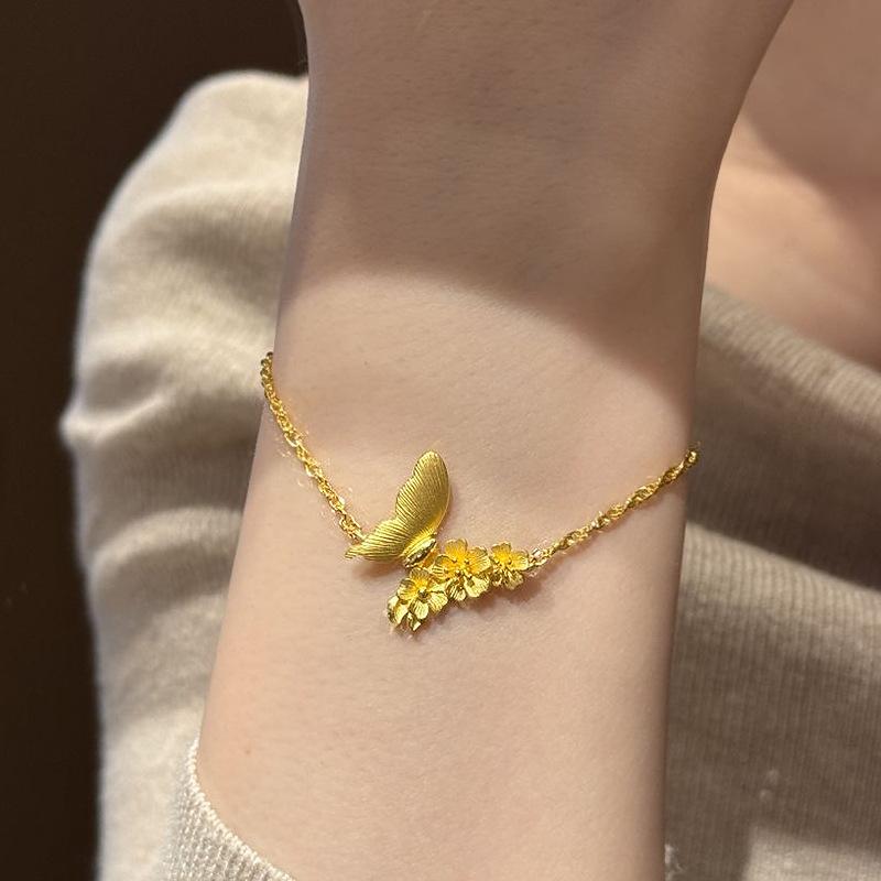 Dreamy and exquisite fashion Female bracelet pendant retro brushed butterfly flower asymmetrical bangles wedding