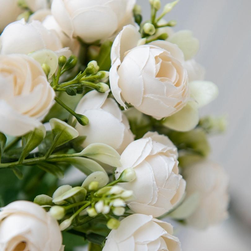 15Heads Silk Rose Small Tea Bud Festival Decor Home windowsill bonsai accessories Wedding Background Wall Artificial Flowers Diy