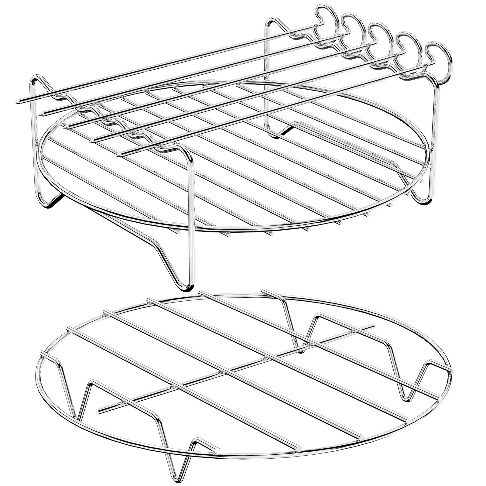 

Аксессуары для фритюрницы из нержавеющей стали 304 с 5 палочками для барбекю, набор из 2 штук, антипригарная решетка для фритюрницы, многоцелевая, двухслойная