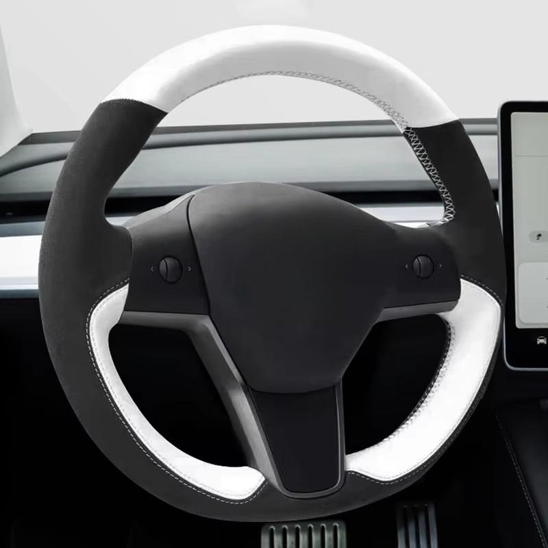 Car Steering Wheel Cover For Tesla Model 3 2017- ized Auto Interior Accessories White DIY Steering Wheel Braid