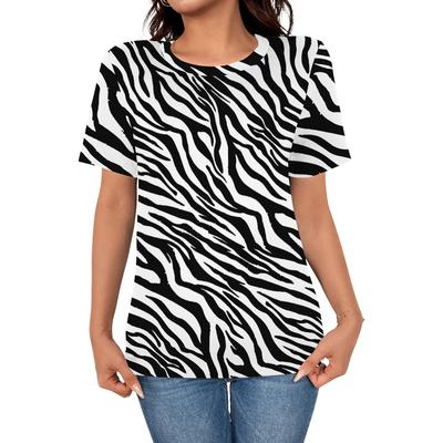 Women's Casual Fashion Summer Item Art Zebra 3D Printed Short Sleeved T-shirt Women's Simple and Elegant T-shirt Top