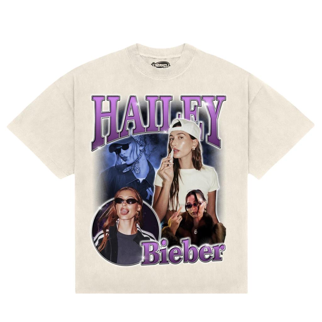 

Fashion Singer HAILEY BIEBER T Shirt 2026 Summer Unisexs Womens Cotton Casual Short Sleeve Round Neck Clothing Loose Tops Trend 4XL