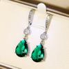Simple Anti Emerald Water Drop Earrings Charm Women  Sterling Silver Fine  Prevent Allergy Party Accessories Gifts