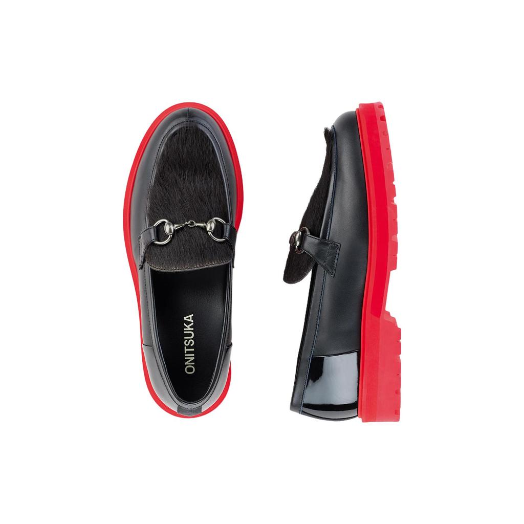 New Onitsuka Tiger Bit Loafer Cushioned Slip Resistant Abrasion Resistant Low Top Sports Casual Shoes Women's Black Red 1182A601-001