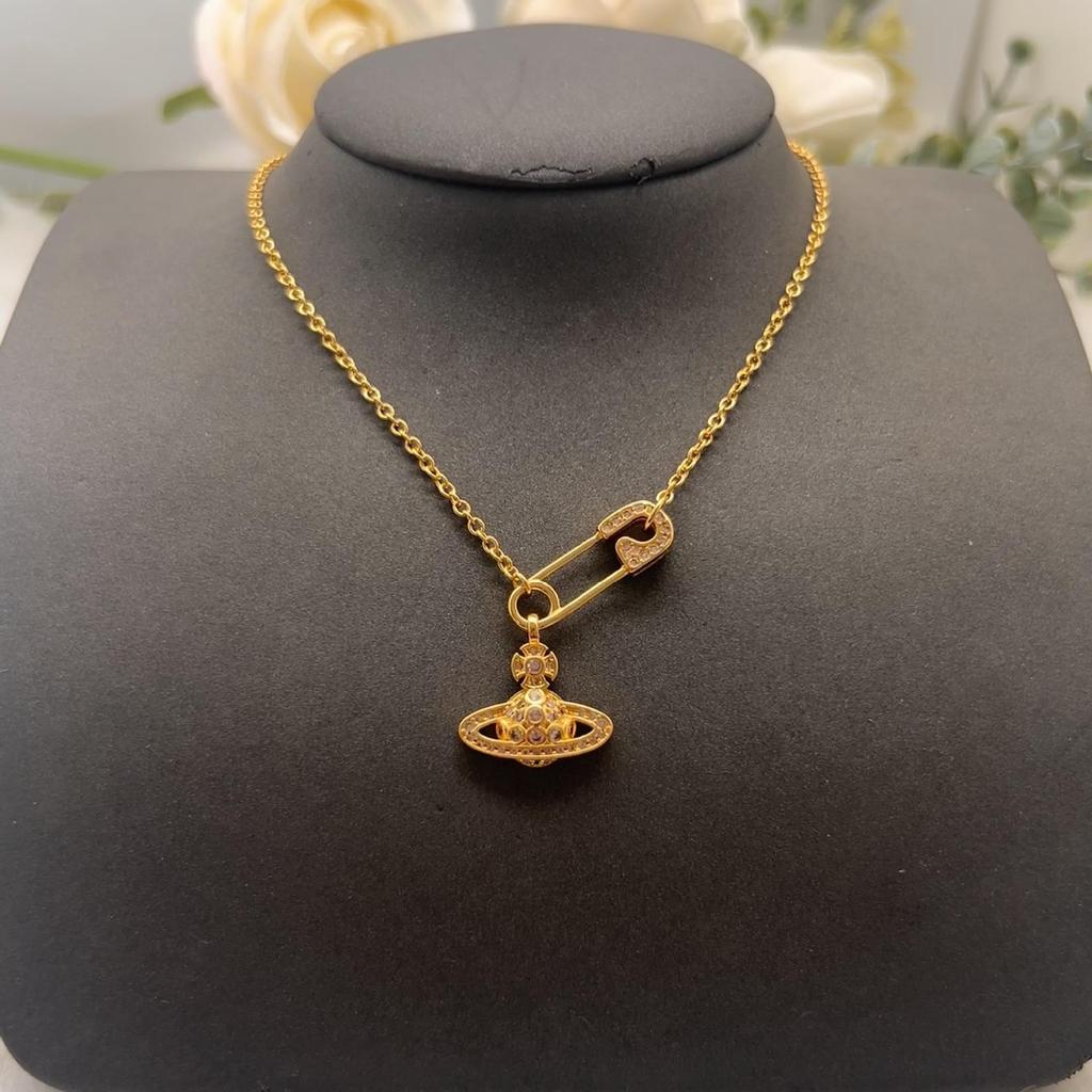 Empress Cixi Saturn Brosch Halsband - Lyxig Dam Gem Nyckelbenskedja