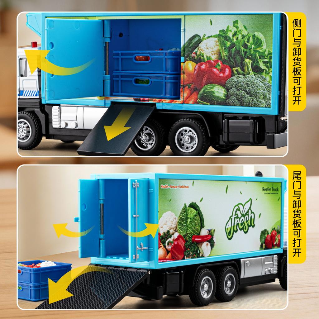 1:50 Cold Chain Delivery Reefer Truck Alloy Metal Diecast Model Car Home Decoration & Collectibles Hobby Display Ornaments Gift
