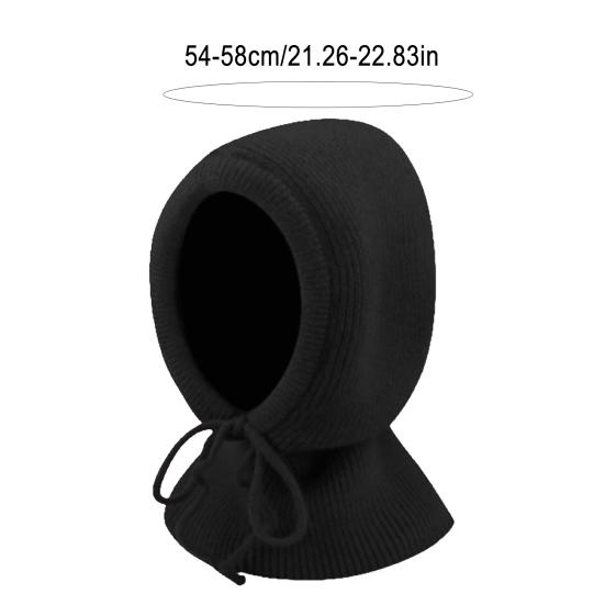 Yousheng Women Hat Solid Color Drawstring Warm Winter Knitted Hat Loose Fit Pullover Hat Outdoor Sports Travel Headwear