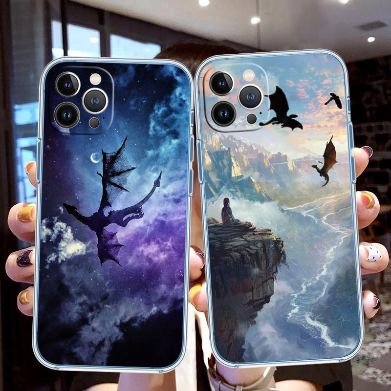 CJ56 Fourth Wing Dragons Soft Shell Transparent Phone Case for Motorola Moto G7 G8 G9 G84 G85 G73 G24 G15 Z2 Play Power Plus