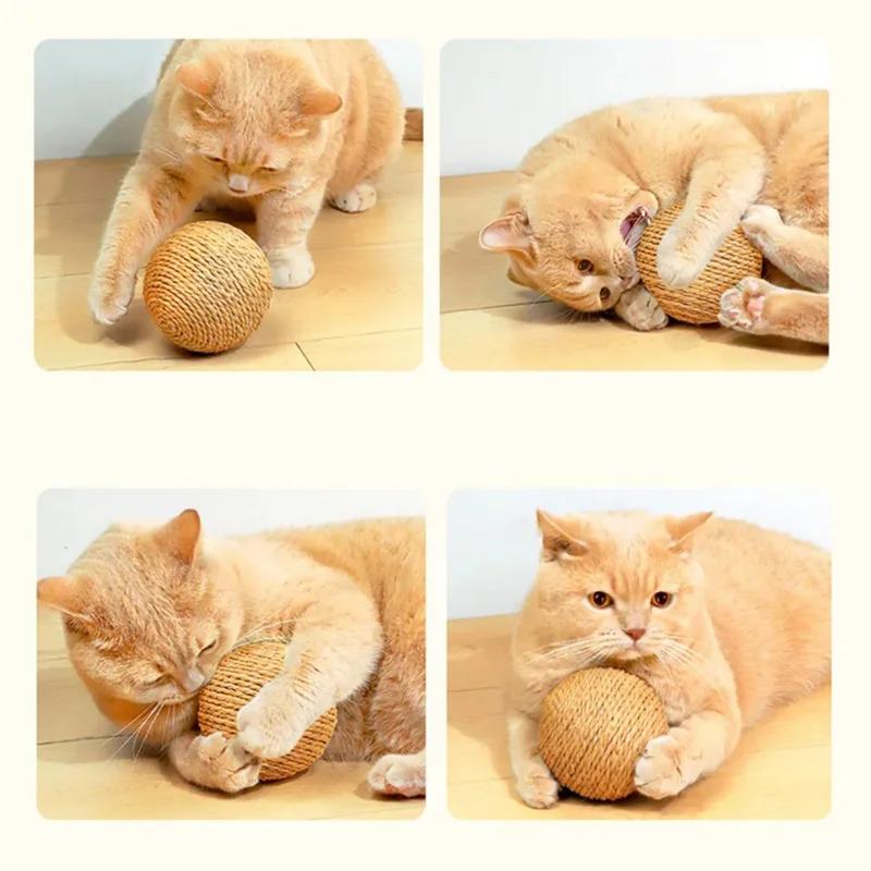 Interactive Super Big 10CM Sisal Cat Ball Toy with Sound for Kittens Teeth Cleaning Anti Bite Scratching Ball Pet Supplies