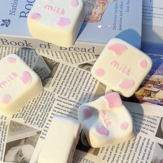 Fake Milk Brick Squeeze Toy Stress Relief Milk Pudding Sensory Toy Simulated Food Pinch Fidget Toy Decompression Gadget