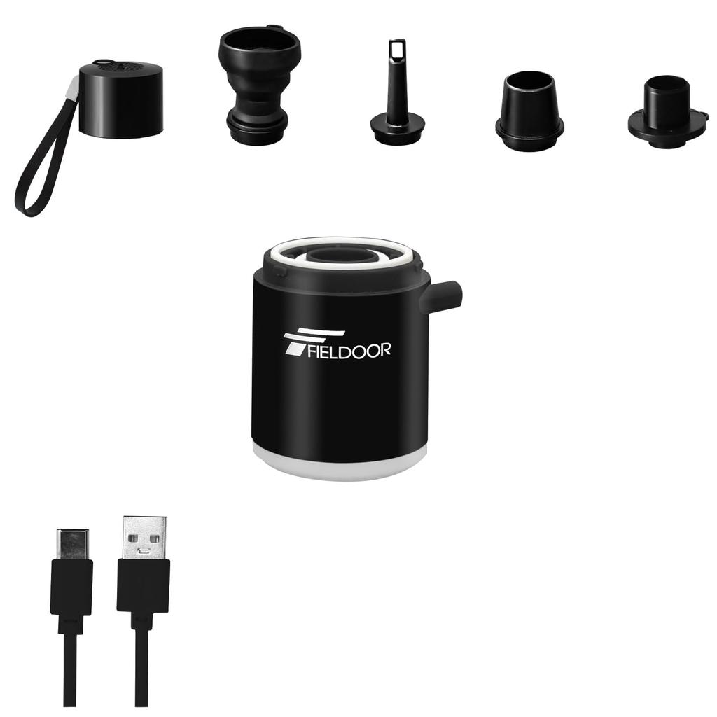 FIELDOOR Electric Air USB LED Comes with 3 types of nozzles that can be stored in the Inflator for pool Can also be used to start a Pump, Compact,