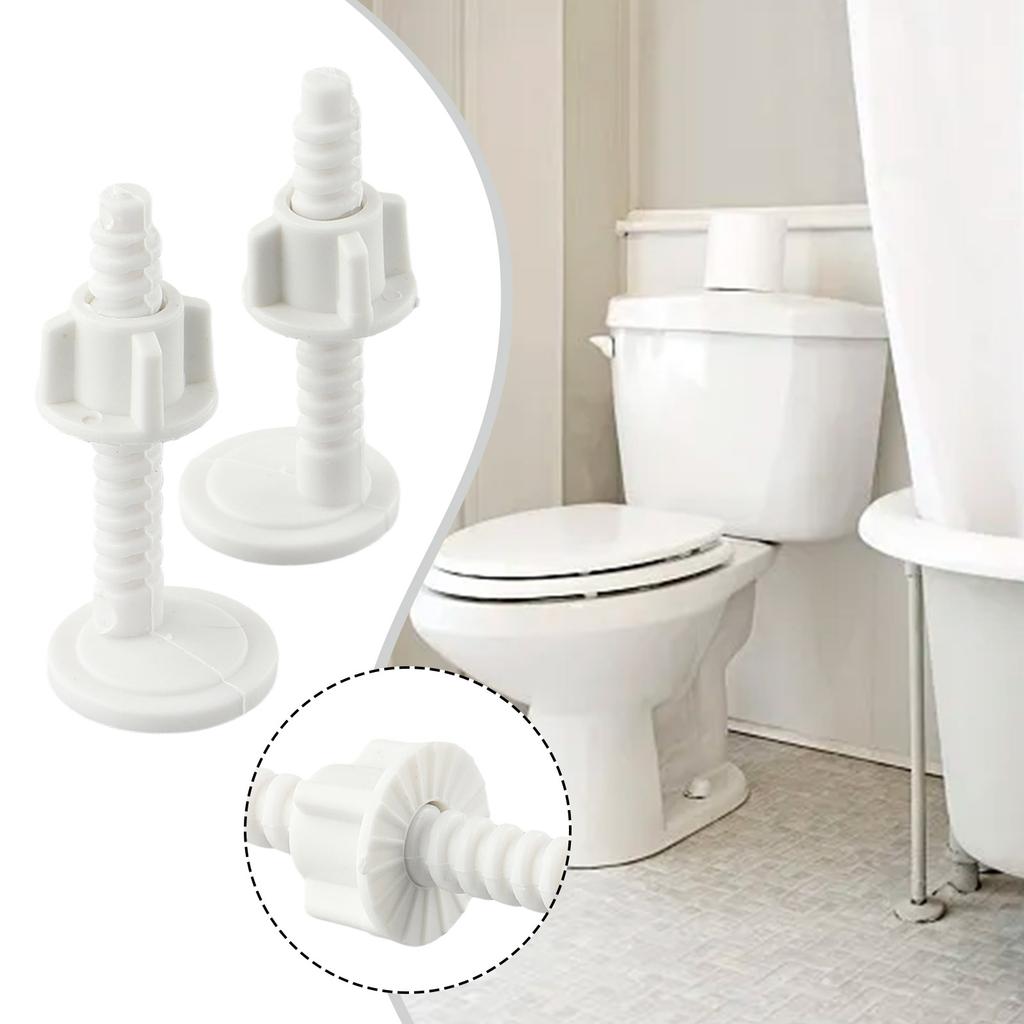 Bathroom Toilet Lid Screw White 2PCS Easy To Install Excellent Toughness 60*30mm Anti Aging High Quality Material