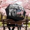 1 Stück Künstlerischer Amerikanischer Flaggen-Regenschirm Tragbarer Faltregenschirm Eisenrahmen Lochknochenstruktur Outdoor Heim-Regenschirm