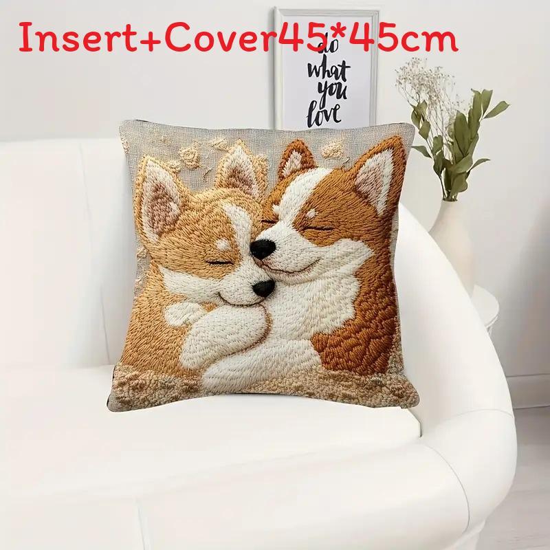 Dog Plush Pillow Cover For Sofa Bed Lounge Car Office Support Cushion