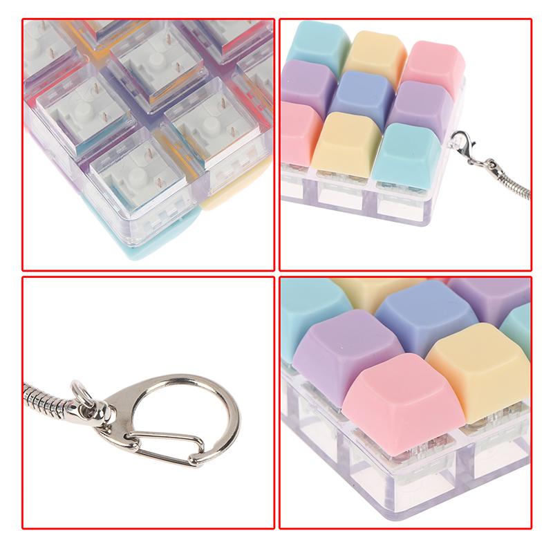 Macaron Color Keyboard Key Toy Diy Button Keycap Sensory Keychain Decompression Toys Mechanical 4Key Toy For Adult Gifts