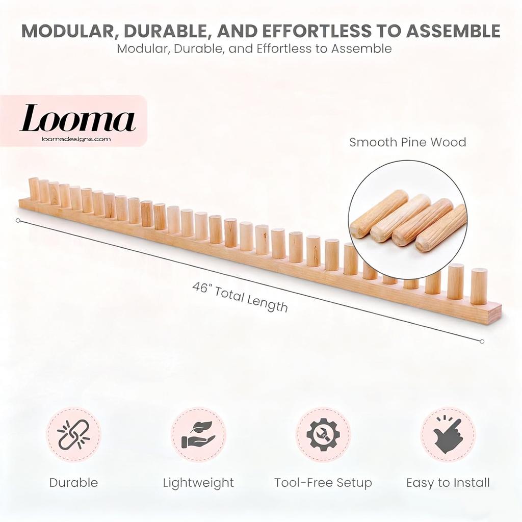 Wooden Loom Frame,Adjustable Size Hand Knitting Kit,Beginner-Friendly Yarn Craft for DIY Throw Blankets Chunky Knit Blanket Kit