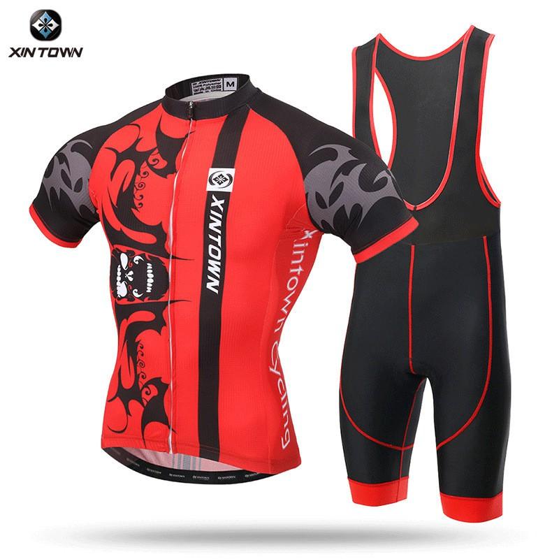 XINTOWN Mens Cycling Bib Shorts Set Road Bike Riding Jersey Sportswear