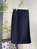 Skin-Friendly High-Waist Wool Midi Skirt with Slit - Minimalist Mid-Length Design