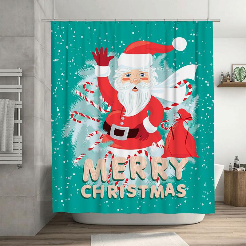 

Tu Christmas Shower Curtain Merry Christmas Holiday Decor Festive Xmas Bathroom Fabric Backdrop Waterproof Holiday Decor W60H190(CM)-1 Pcs