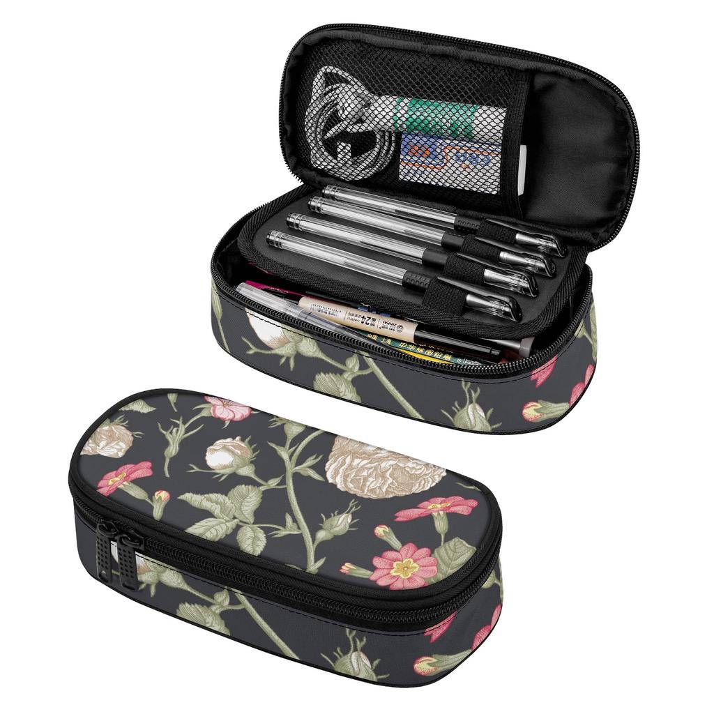 Pencil Bag Easy Open Zipper Roomy Interior 300D Polyester with Main Compartment Mesh Pocket and Pen Slots for Everyday Study