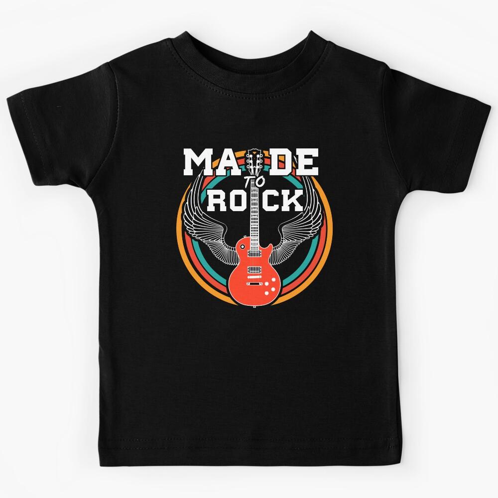 Made to Rock & Roll Music Guitar with Wings Kids T-Shirt 110
