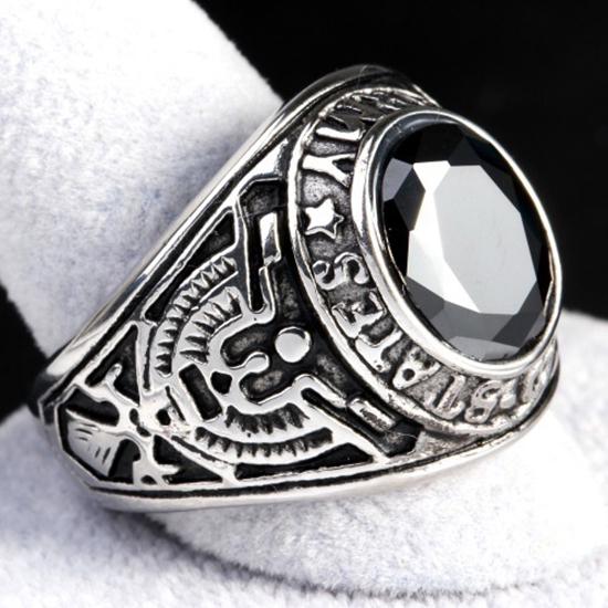 Anello US Army In Acciaio Inox Nero - Misure 6-13, Nuovo Con Etichette, Design Inciso