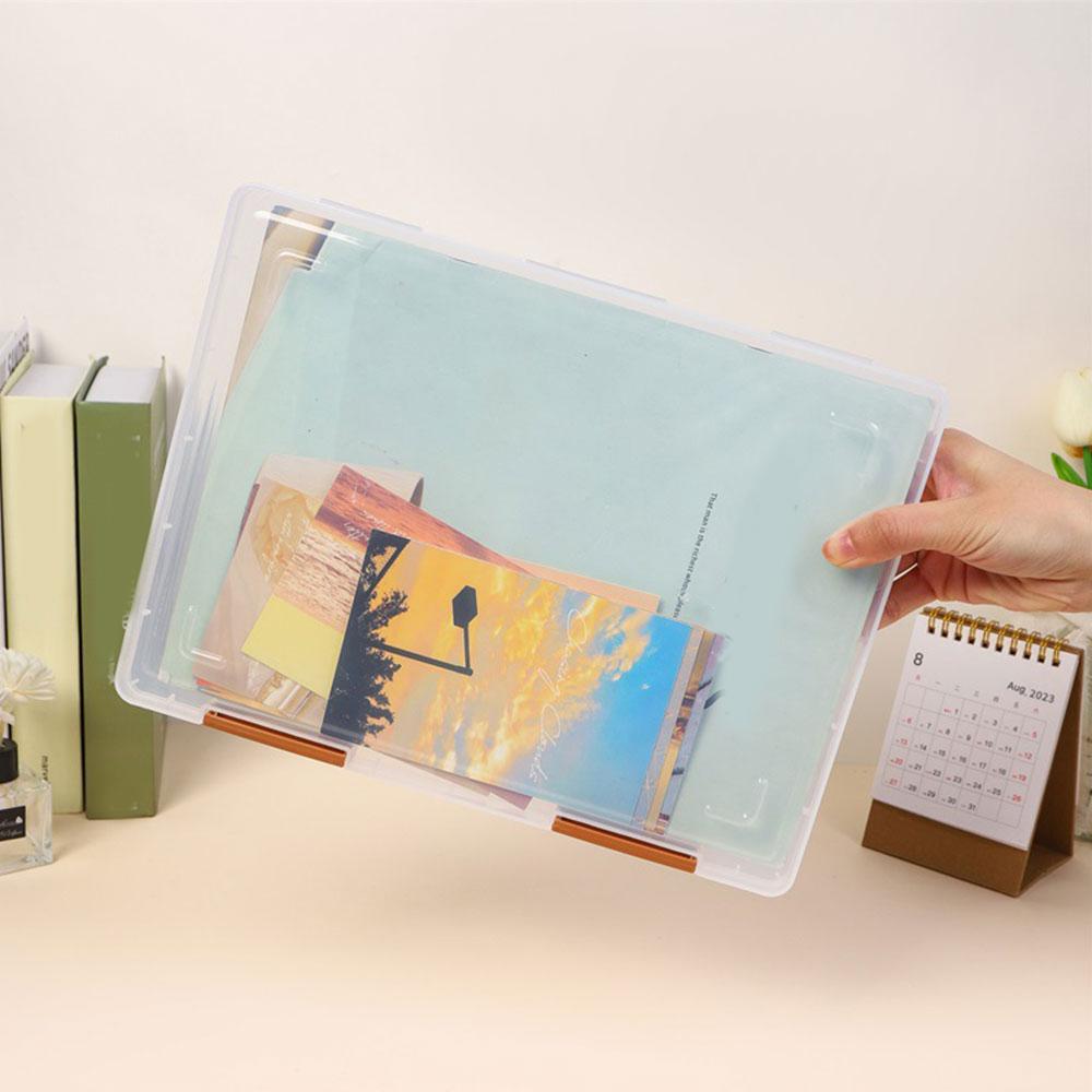 Boîte de rangement pour documents en plastique transparent A4, étui organisateur de dossiers portable à fermeture à pression, conteneur de rangement étanche pour papiers et certificats