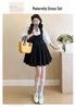 2026 Summer Short Sleeve Hollow Out T-shirt & Reversible U-Neck Doll Dress Maternity Set