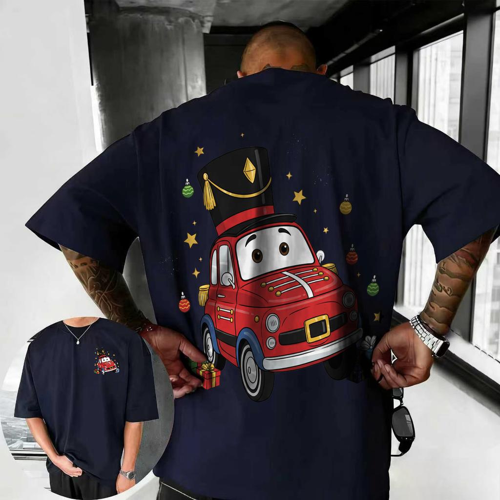 202526 Summer Disney Cars Lightning McQueen Cartoon Pattern 100 Cotton Printed Tshirt Comfortable Breathable Mens Clothing