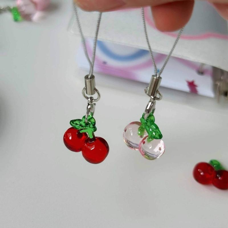 Fruit themed Mobile Attachment Beautiful Peach/Cherries Charm Lovely Fruit Cellphone Cord for Fruit Enthusiasts