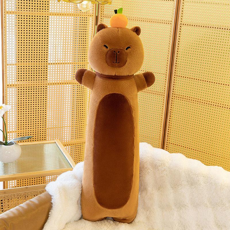 50-110cm Kawaii Riesiges Langes Capybara Plüschkissen Weiche Stofftiere Cartoon Spielzeug Baby Begleitung Schlafpuppe Für Mädchen Geschenke 55cm