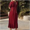 Rochie de vară de damă, culoare solidă, cu decolteu în V, cu mânecă scurtă, rochii lungi în linie A